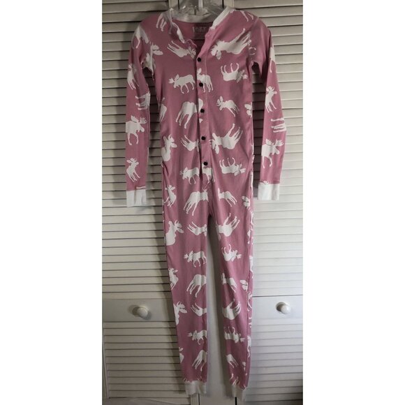 Lazy One Size 12 Pink Don't Moose With Me Classic Flapjack Onesie Pajamas - Picture 1 of 5